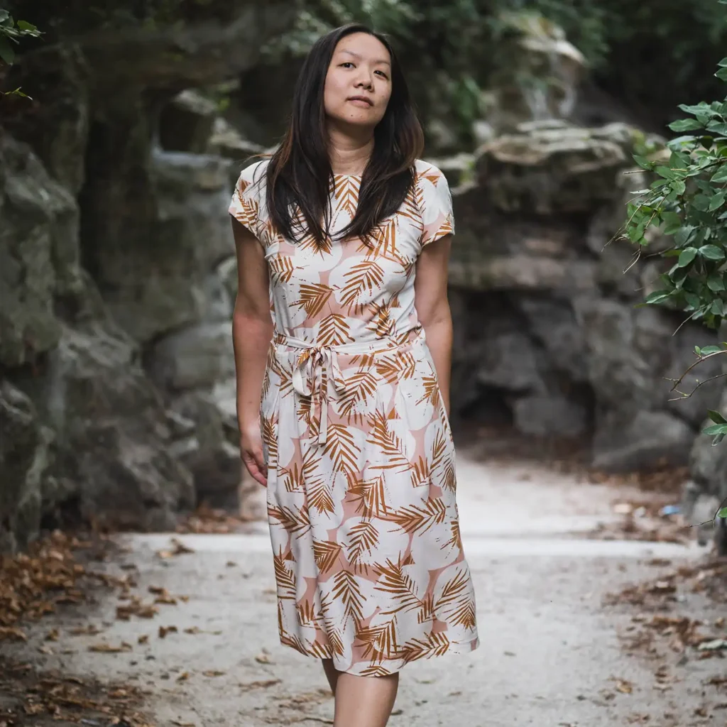 Robe Leaf de Maison Fauve en viscose Atelier Brunette Canopy Ochre